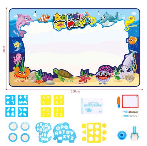 SOKA water doodle mat with drawing pens, stencils and foam shapes for sensory-friendly creativity