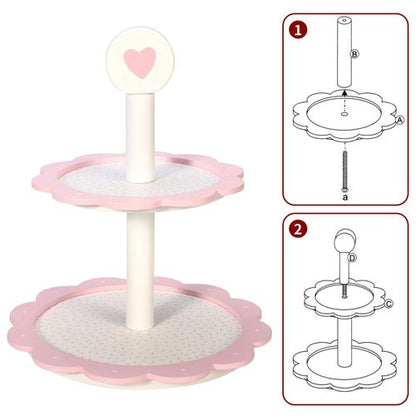SOKA Dessert Tower Heart  – 2-Tier Pretend Cake Stand Playset