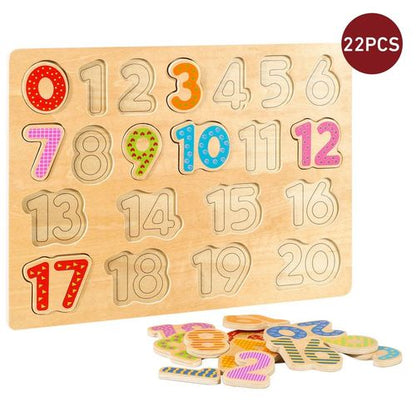 SOKA Wooden Number Board – Early Maths Puzzle with Numbers 1–20