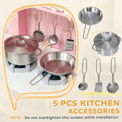 AIYAPLAY Play Kitchen Kids Kitchen Set – Pink