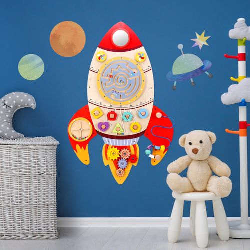 SOKA Wooden Element Rocket – Imaginative Space Playset for Motor Skills Development