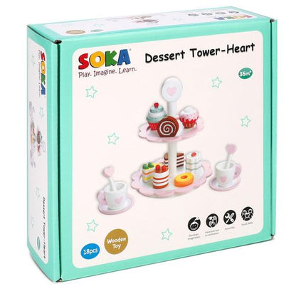 SOKA Dessert Tower Heart  – 2-Tier Pretend Cake Stand Playset